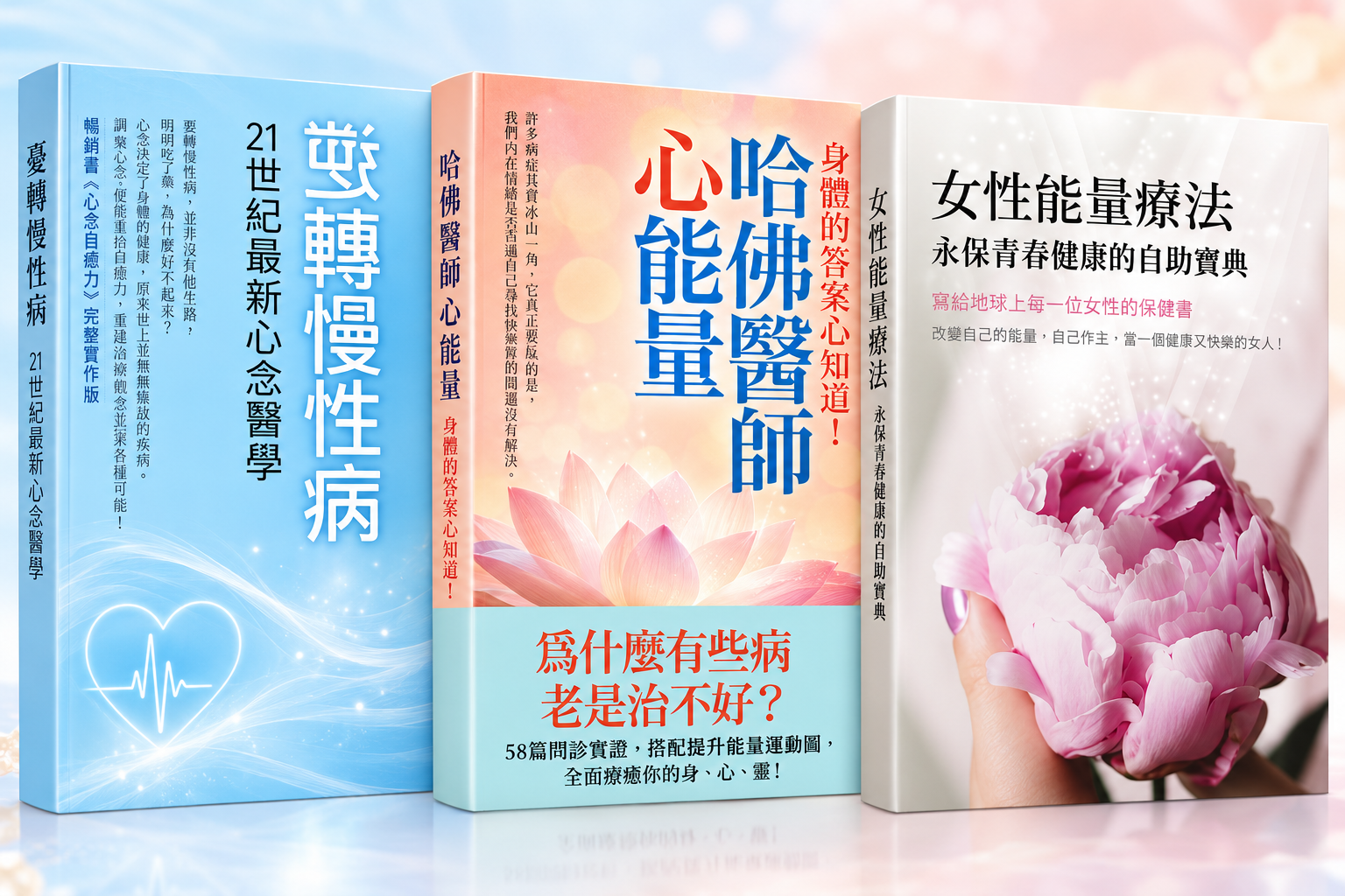 逆轉慢性病、哈佛醫師心能量、女性能量療法三本書籍組合